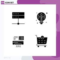 Editable Vector Line Pack of 4 Simple Solid Glyphs of admin air server design ac Editable Vector Design Elements