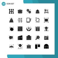 Set of 25 Commercial Solid Glyphs pack for auction feeling qa emotional artificial Editable Vector Design Elements