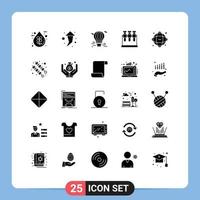 Modern Set of 25 Solid Glyphs Pictograph of database science balloon lab travel Editable Vector Design Elements