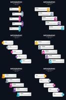 plantilla de diapositiva de presentación del paquete de infografías vectoriales 6 diagramas de ciclo de 5 pasos y líneas de tiempo vector