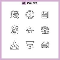 Group of 9 Modern Outlines Set for seo solution idea previous personal delete Editable Vector Design Elements