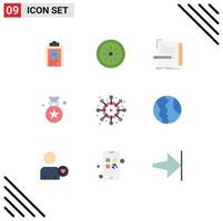 Modern Set of 9 Flat Colors and symbols such as network badge code award script Editable Vector Design Elements