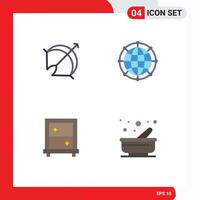Pack of 4 Modern Flat Icons Signs and Symbols for Web Print Media such as archery technology point global dressing Editable Vector Design Elements