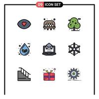 Universal Icon Symbols Group of 9 Modern Filledline Flat Colors of server ecology beach eco drop Editable Vector Design Elements