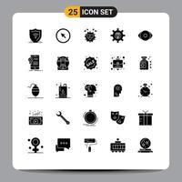 Pack of 25 Modern Solid Glyphs Signs and Symbols for Web Print Media such as programming development pointer develop heart Editable Vector Design Elements