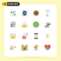 16 Flat Color concept for Websites Mobile and Apps documents checklist badge party alcohol Editable Pack of Creative Vector Design Elements