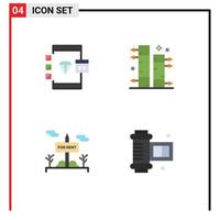 User Interface Pack of 4 Basic Flat Icons of app board develop botanical real estate Editable Vector Design Elements