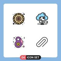 Group of 4 Filledline Flat Colors Signs and Symbols for blockchain female file cloud clip Editable Vector Design Elements