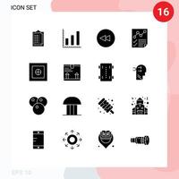 16 Thematic Vector Solid Glyphs and Editable Symbols of safe finance circle report document Editable Vector Design Elements