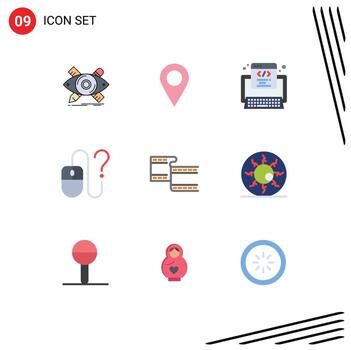 9 Creative Icons Modern Signs and Symbols of filam info code desktop computer Editable Vector Design Elements