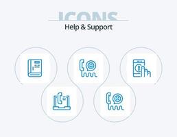 Help And Support Blue Icon Pack 5 Icon Design. contact. call. phone. support. guide vector