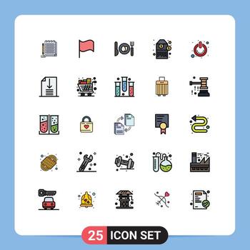 paquete de línea de vector editable de 25 colores planos de línea rellena simple de elementos de diseño de vector editable de etiqueta de apagado de huevo