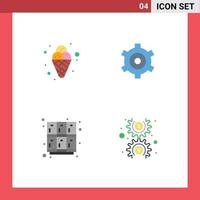 4 iconos planos universales establecidos para aplicaciones web y móviles carnaval casillero mardi gras cogs escuela elementos de diseño vectorial editables vector