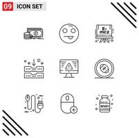 Modern Set of 9 Outlines Pictograph of gdpr security formula breach drawer Editable Vector Design Elements