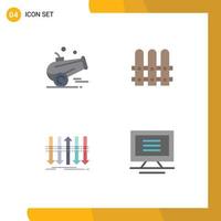 Universal Icon Symbols Group of 4 Modern Flat Icons of cannon distinction ramadan house individuality Editable Vector Design Elements