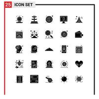 Modern Set of 25 Solid Glyphs Pictograph of estate building info security bug Editable Vector Design Elements