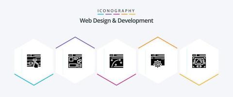 Web Design And Development 25 Glyph icon pack including web . hosting. page . window . web vector