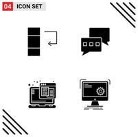 Group of 4 Modern Solid Glyphs Set for column web chatting technology computer Editable Vector Design Elements