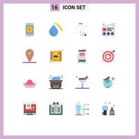 Group of 16 Modern Flat Colors Set for check in news wound marketing advertising Editable Pack of Creative Vector Design Elements