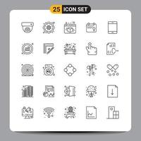 25 User Interface Line Pack of modern Signs and Symbols of ipad gadget web devices date Editable Vector Design Elements