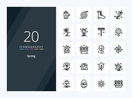 20 icono de contorno de primavera para presentación vector