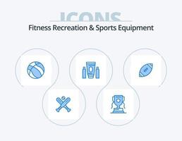 Recreación de fitness y equipamiento deportivo icono azul paquete 5 diseño de iconos. bola. cuidado de la salud. bola. médico. deporte vector