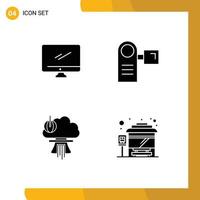 Pictogram Set of 4 Simple Solid Glyphs of computer equipment imac devices explosion Editable Vector Design Elements