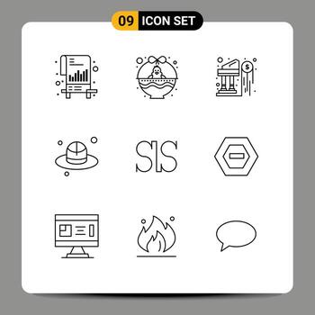 9 Universal Outlines Set for Web and Mobile Applications crypto fathers baby chicken day money Editable Vector Design Elements