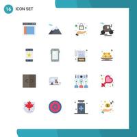 16 User Interface Flat Color Pack of modern Signs and Symbols of smartphone award lock achievements old transportation Editable Pack of Creative Vector Design Elements