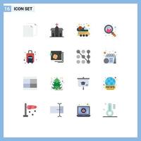 Pictogram Set of 16 Simple Flat Colors of bag search monastery growth spacecraft Editable Pack of Creative Vector Design Elements