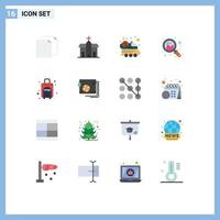 Pictogram Set of 16 Simple Flat Colors of bag search monastery growth spacecraft Editable Pack of Creative Vector Design Elements