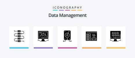 Data Management Glyph 5 Icon Pack Including account . storage. social market . server . data. Creative Icons Design vector