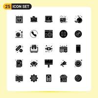 conjunto de 25 iconos modernos de la interfaz de usuario signos de símbolos para los elementos de diseño vectorial editables del monitor imac del currículum del portátil de la vía del autobús vector