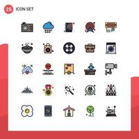Pack of 25 creative Filled line Flat Colors of data adapter booklet route direction Editable Vector Design Elements