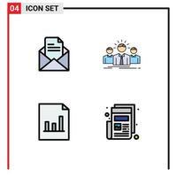 User Interface Pack of 4 Basic Filledline Flat Colors of text analytics pencil employee graph Editable Vector Design Elements
