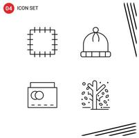 Editable Vector Line Pack of 4 Simple Filledline Flat Colors of patch botanic wear handbag season Editable Vector Design Elements
