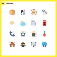 Modern Set of 16 Flat Colors and symbols such as fish security report internet label Editable Pack of Creative Vector Design Elements