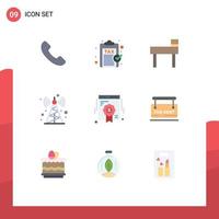 Set of 9 Modern UI Icons Symbols Signs for web quality quality chair badge radio Editable Vector Design Elements