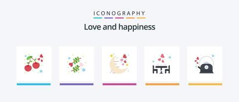 Paquete de 5 íconos planos de amor que incluye romántico. cena. fecha. fecha. romántico. diseño de iconos creativos vector