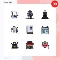 9 User Interface Filledline Flat Color Pack of modern Signs and Symbols of support guide chess contact marshmallow Editable Vector Design Elements