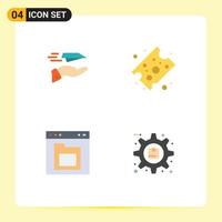 Modern Set of 4 Flat Icons and symbols such as hand document plane food folder Editable Vector Design Elements