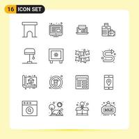 paquete de iconos de vector de stock de 16 signos y símbolos de línea para equipaje de consulta de bolsa de hotel elementos de diseño de vector editables en línea