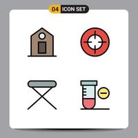 User Interface Pack of 4 Basic Filledline Flat Colors of label house crosshair target interior Editable Vector Design Elements