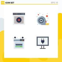 4 Universal Flat Icon Signs Symbols of stop login web tape web Editable Vector Design Elements