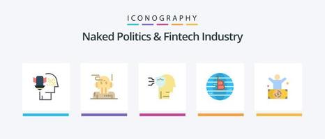 política desnuda y paquete de íconos de 5 planos de la industria fintech, incluido el descentralizado. cadena de bloques analista. bitcoin blindaje. diseño de iconos creativos vector