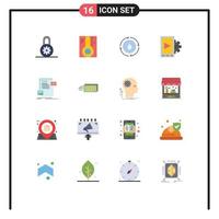 Mobile Interface Flat Color Set of 16 Pictograms of file data energy setting mobile Editable Pack of Creative Vector Design Elements