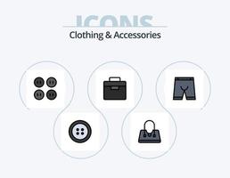 línea de ropa y accesorios llenos de icono paquete 5 diseño de iconos. . bolso. cartera vector