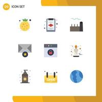 Pack of 9 Modern Flat Colors Signs and Symbols for Web Print Media such as candle lock cooling tower app message Editable Vector Design Elements