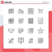 Set of 16 Modern UI Icons Symbols Signs for computer up shopping ad reload stove Editable Vector Design Elements