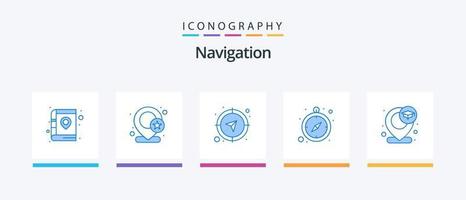 paquete de iconos de navegación azul 5 que incluye la escuela. GPS. localización. Brújula. GPS. diseño de iconos creativos vector